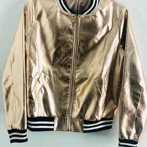 🔥🌟Gold Varsity/Bomber Jacket! Like-New! 🌟🔥